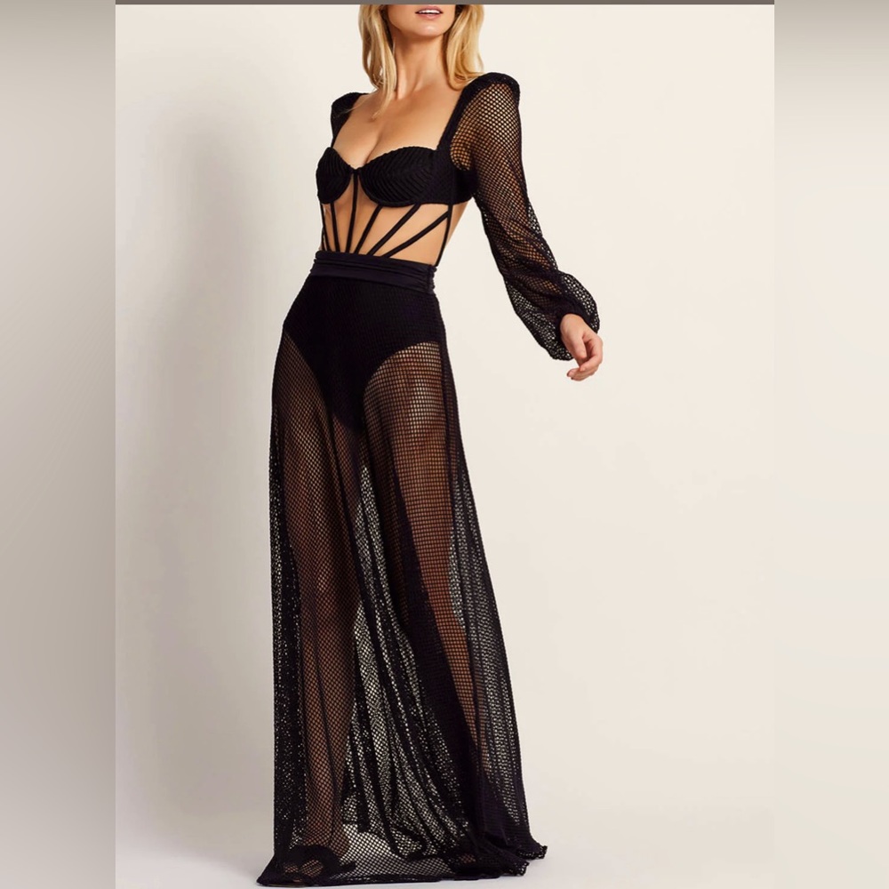 PatBO Monstera Netted Bustier Beach Dress BNWT